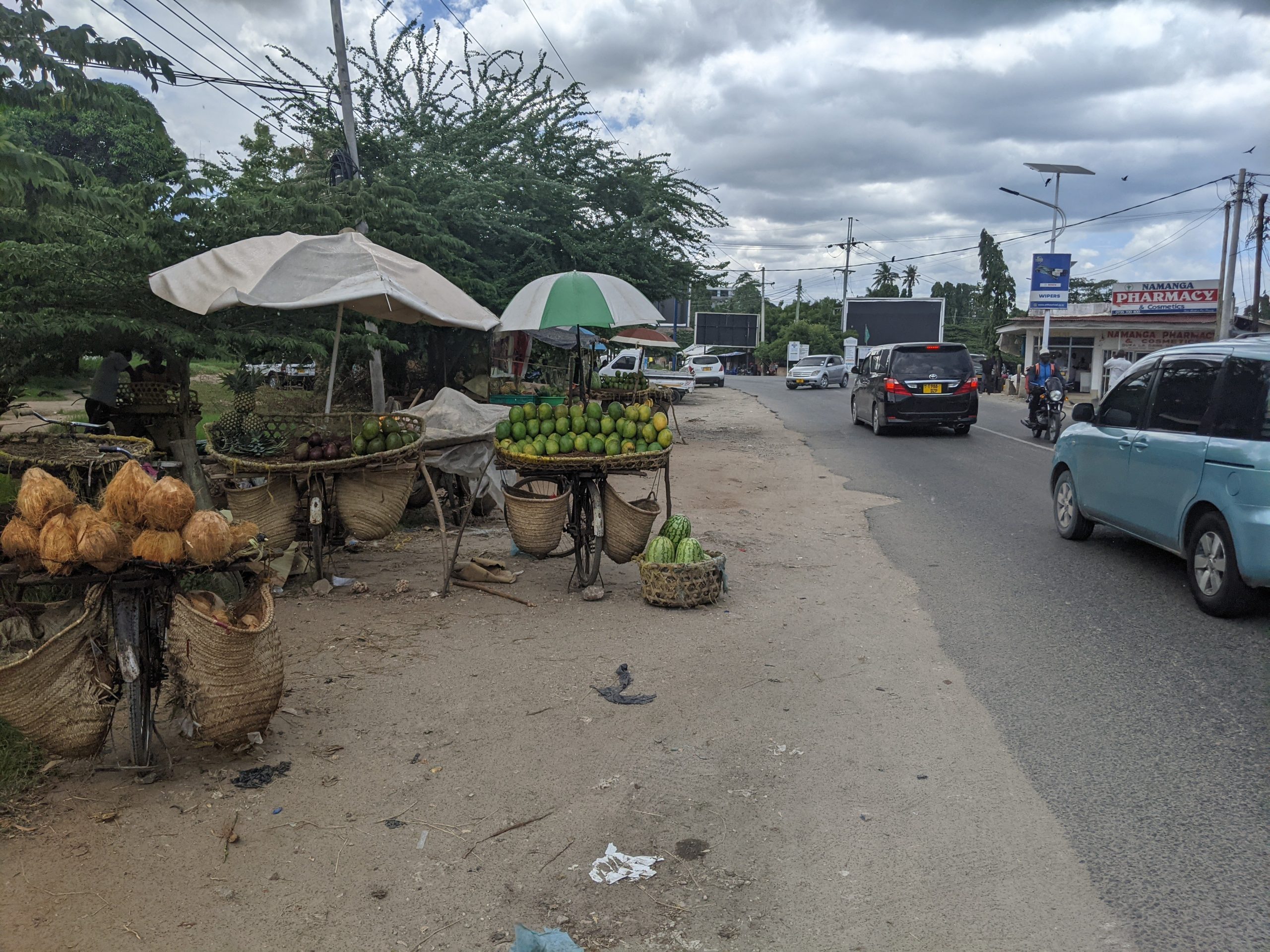 A roadside produce stand in Dar es Salaam.