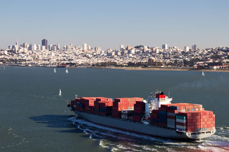17057710 - container ship in the san francisco bay