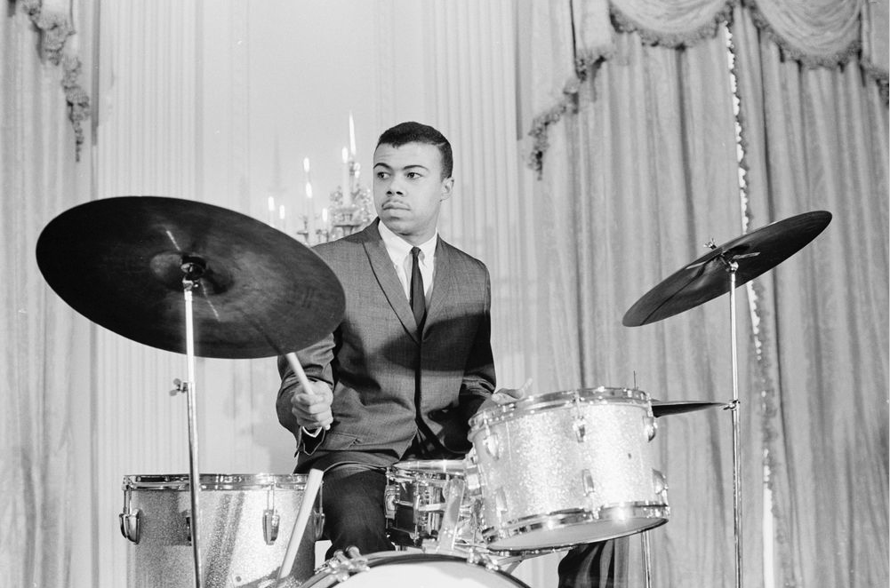 Harold Jones, drummer for the Paul Winter Sextet, plays onstage in the East Room of the White House Harold Jones, drummer for the Paul Winter Sextet, plays onstage in the East Room of the White House