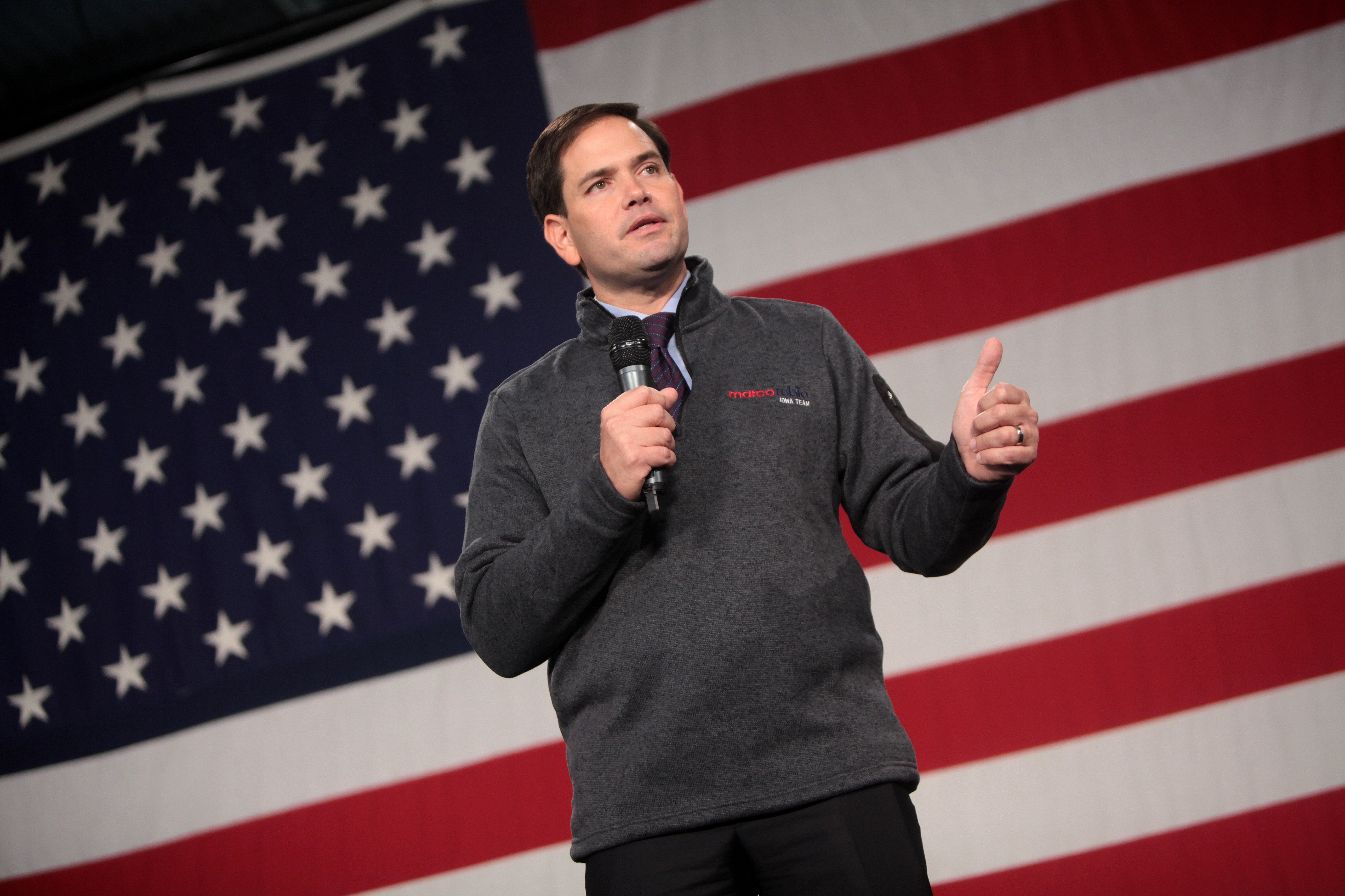 Marco Rubio speaking at the Iowa GOP's Growth and Opportunity Party in Des Moines, Iowa