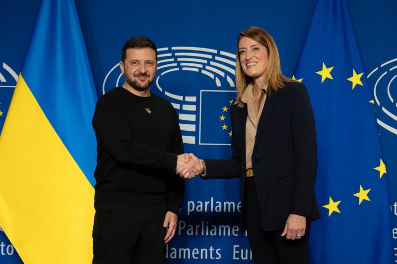 Ukrainian President Volodymyr Zelenskyy meeting with the European Parliament on 17 October.
