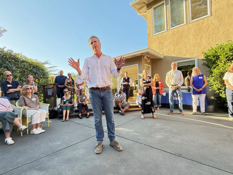 Gov. Gavin Newsom, at “United We Can,” a private community event in Kentfield, California on Sep. 21, 2025.