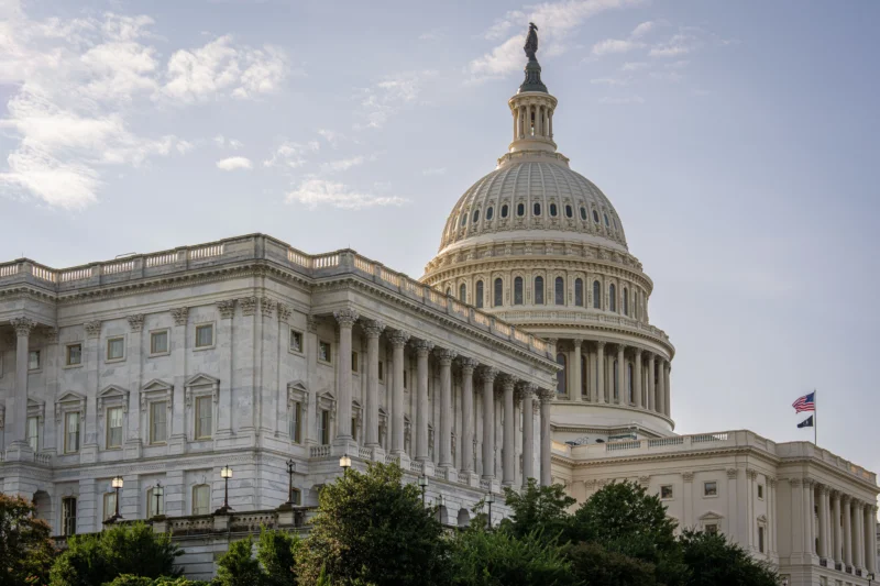 Stunning daytime view of the US Capitol Building in Washington DC, showcasing its architectural grandeur and iconic dome.